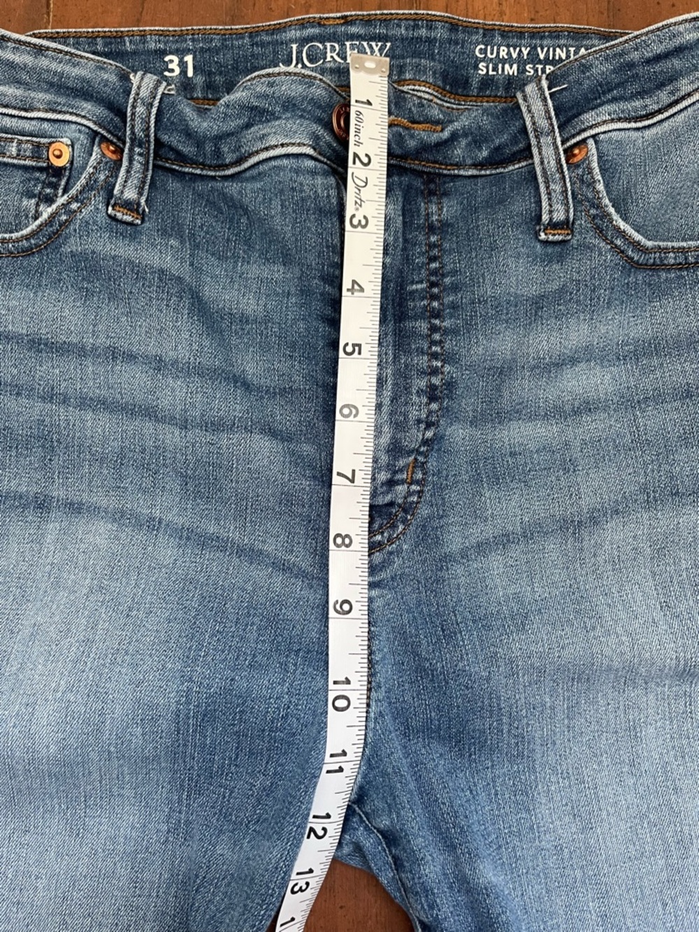 Women’s J.Crew Curvy Vintage Slim Straight Medium Wash Denim Jeans – Size 31 - Picture 8 of 15